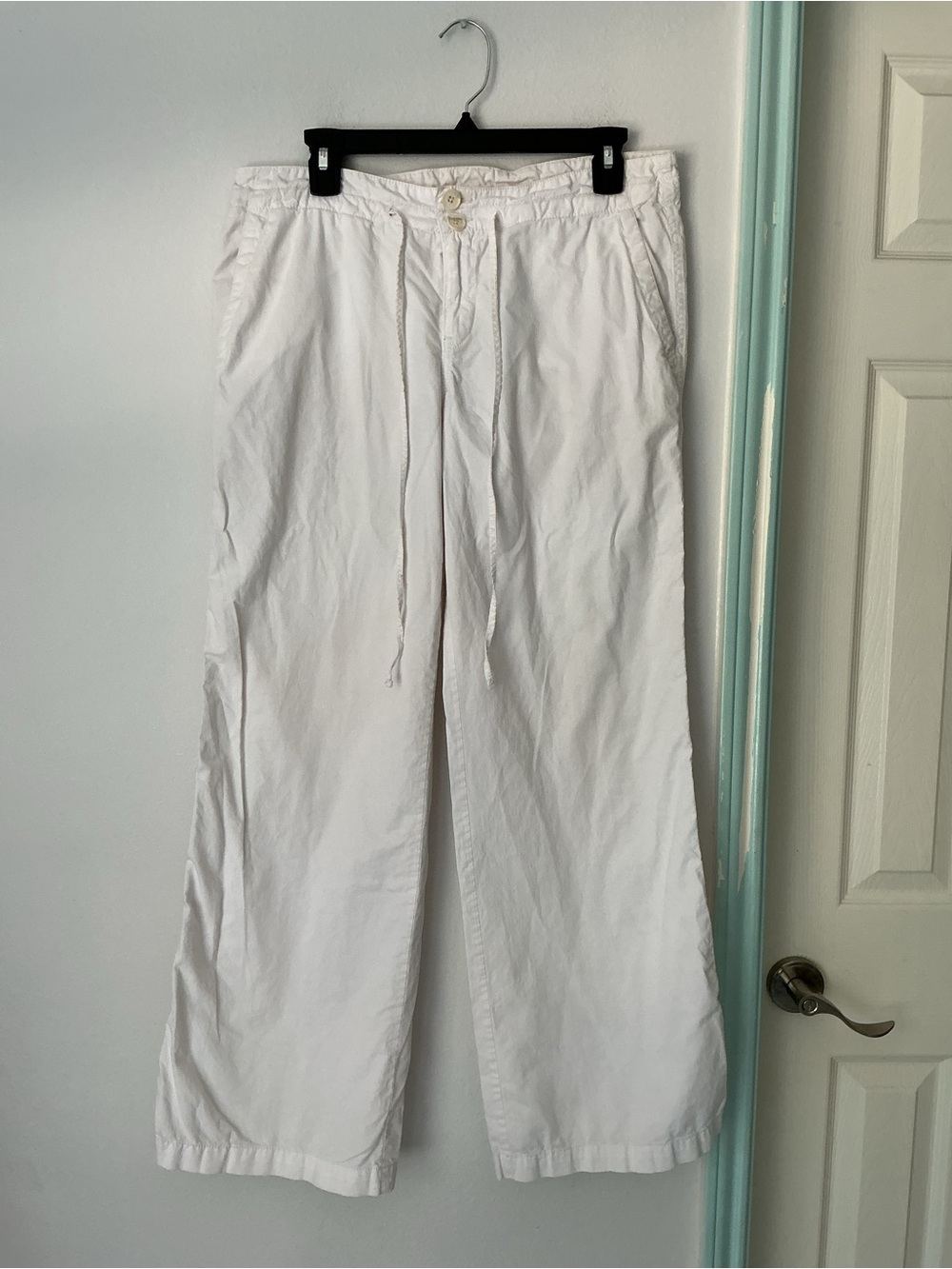 LOFT White Drawstring Straight-Leg Chinos